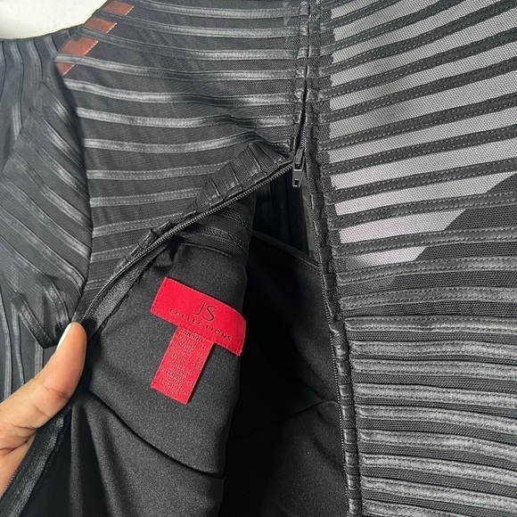 JS Collections Sweetheart Neckline Mock Two Piece Mesh and Satin Dress - Picture 9 of 10